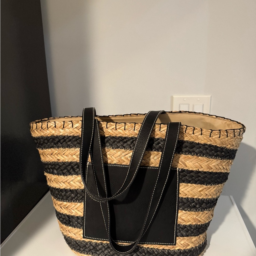 Black and Tan Woven Tote Bag